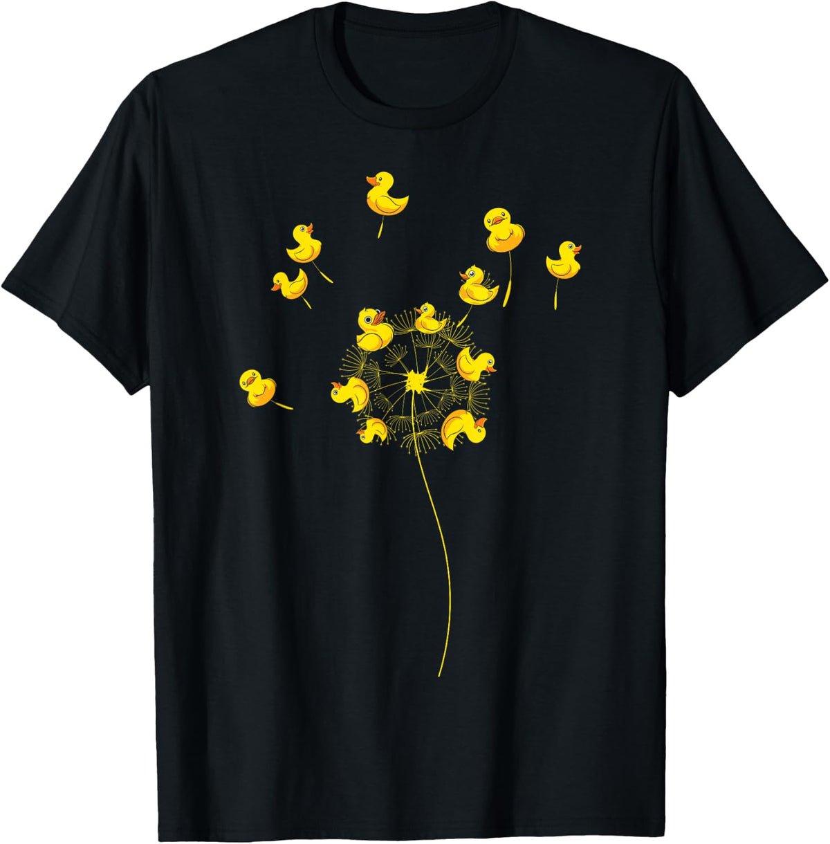 Rubber Duck Bath Toy Dandelion Bath Duck Squeaky Duck , black, s T-Shirt - T-Shirt | Black