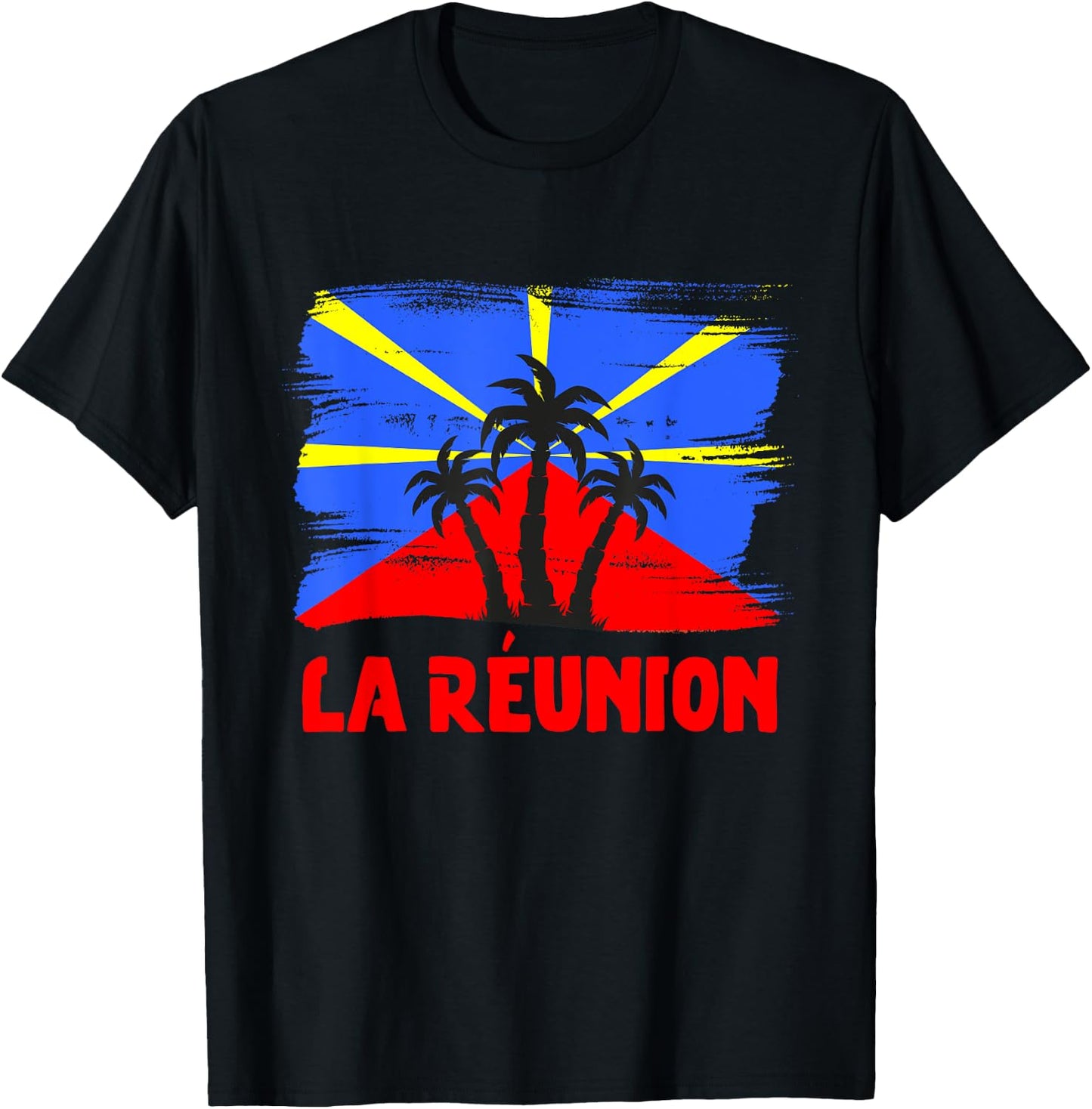 Reunion Island Flag Reunion Reunion Island Vintage , Black, S T-Shirt - T-Shirt | Black