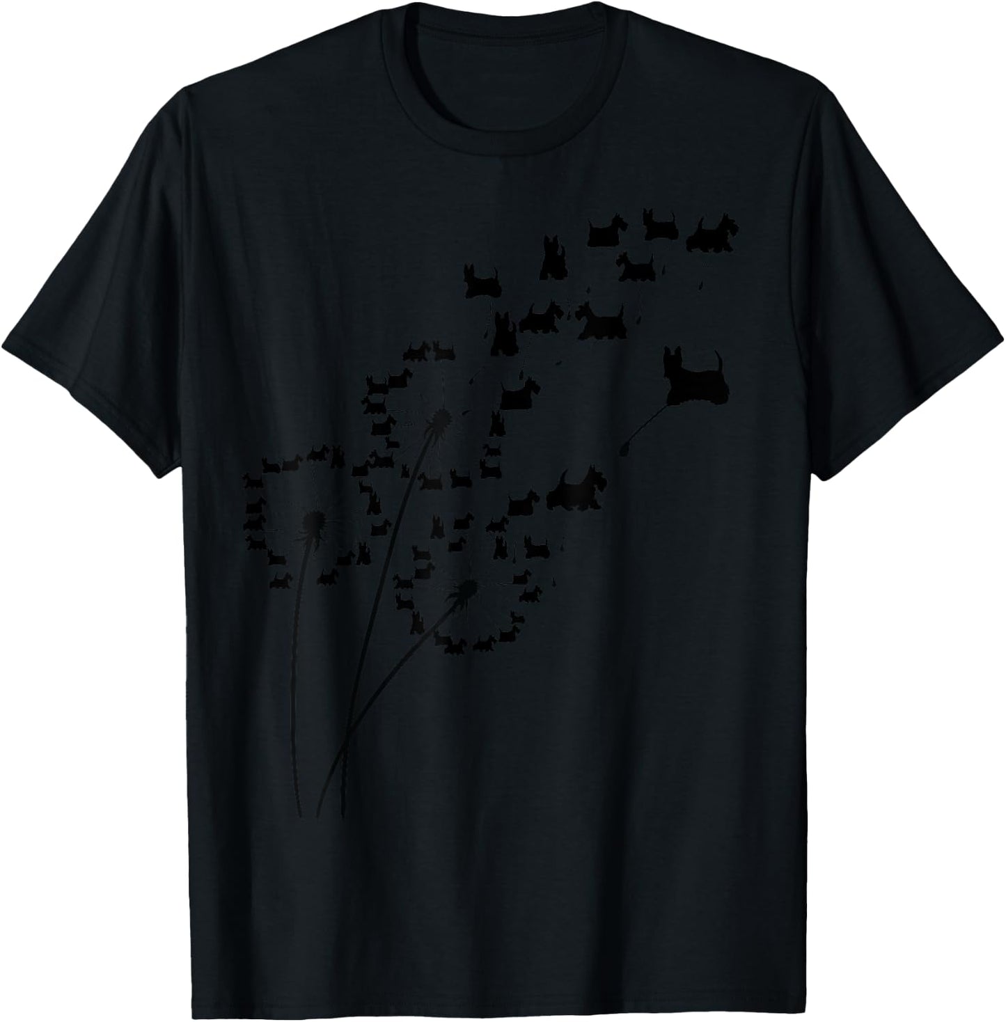 Dandelion Scottie Flower, Floral Scottish Terrier Tree T-Shirt - T-Shirt | Black