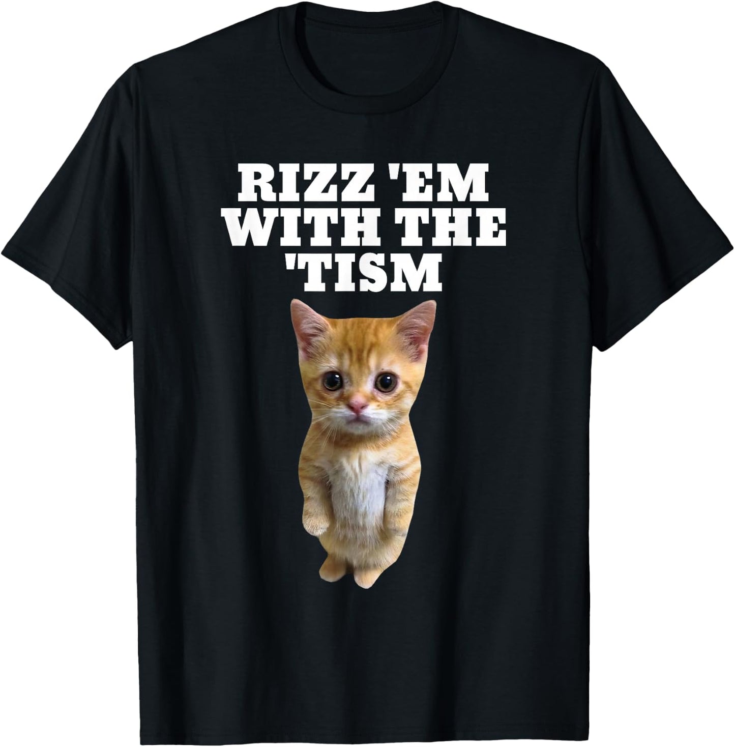 Rizz Em With The Tism Autistic Cat Rizz T-Shirt - T-Shirt | Black