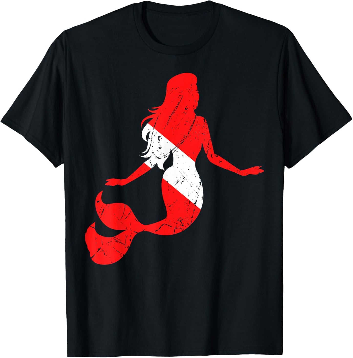 Mermaid Scuba Diving Diver Down Flag Underwater Dive Swim T-Shirt - T-Shirt | Black