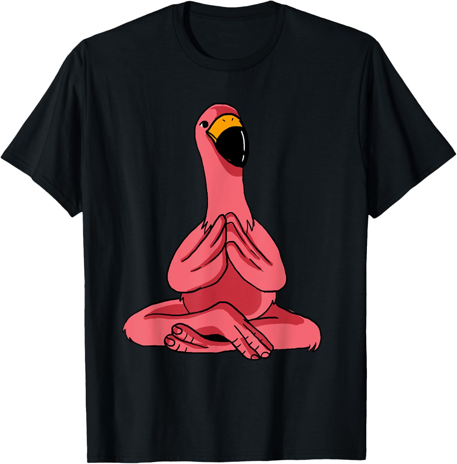Meditating Exercise Tropical Animal Gift Men Women Cute Yoga Flamingos Funny Pink Water Bird Meditation Lovers -Adults, -Kids T-Shirt - T-Shirt | Black
