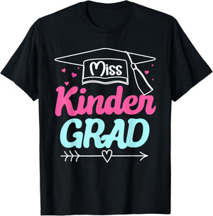 Kindergarten Graduation Girls Kids Toddler Miss Kinder Grad T-Shirt - T-Shirt | Black
