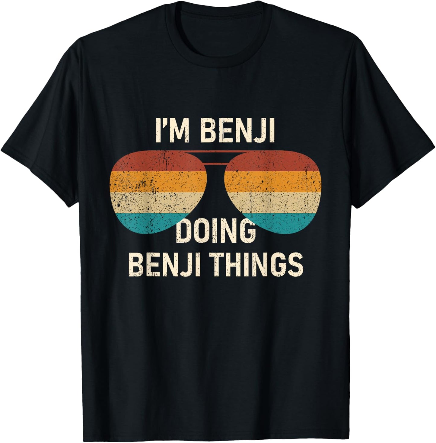 I'm Benji Doing Benji Things Retro Sunglass Personalized T-Shirt - T-Shirt | Black