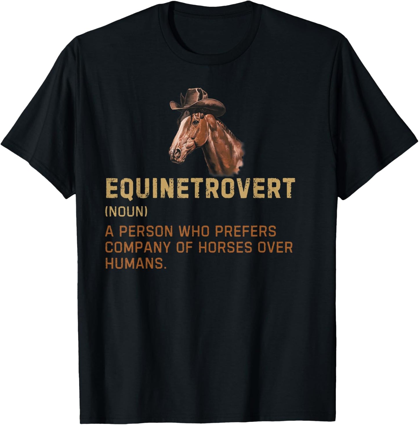 Equinetrovert Horse Definition Horse Riding Funny Horse T-Shirt - T-Shirt | Black