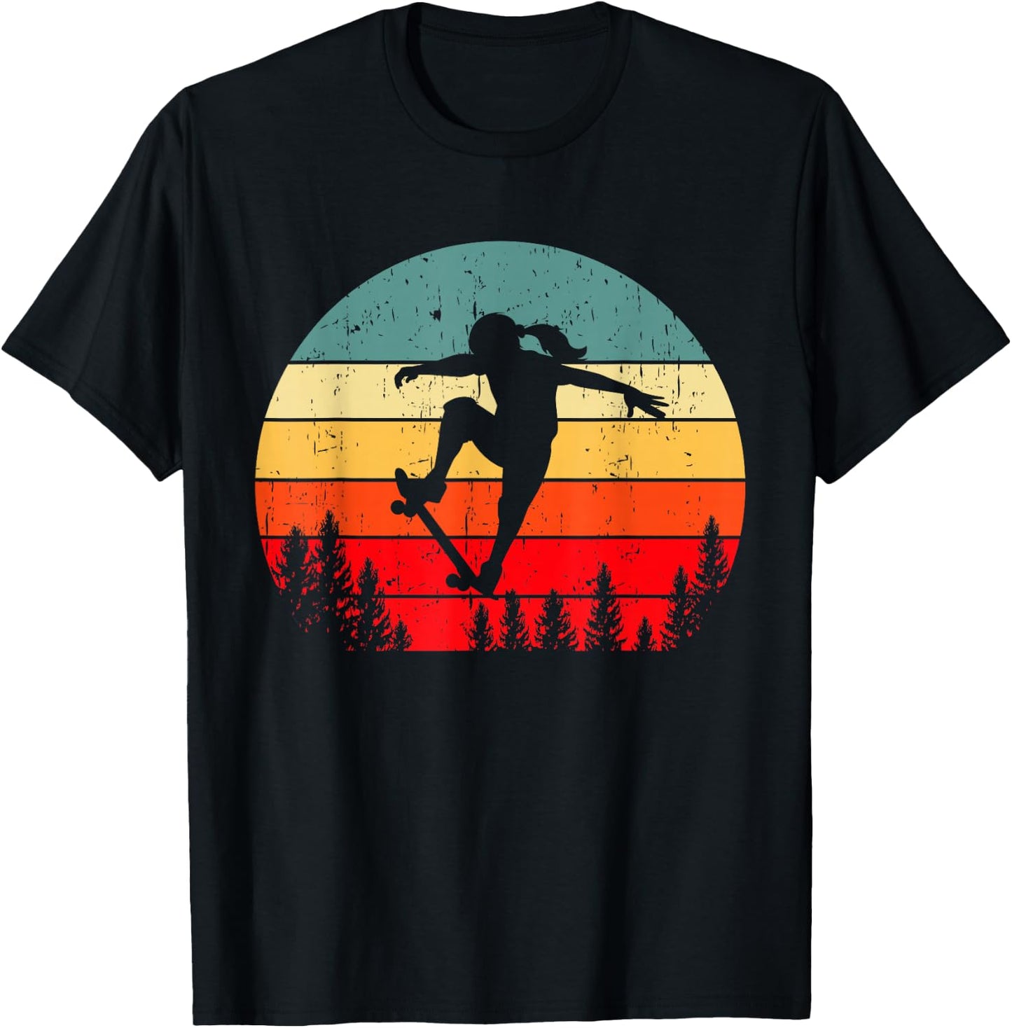 Skater Girl Skateboarder Girl Skateboarding Gift T-Shirt - T-Shirt | Black