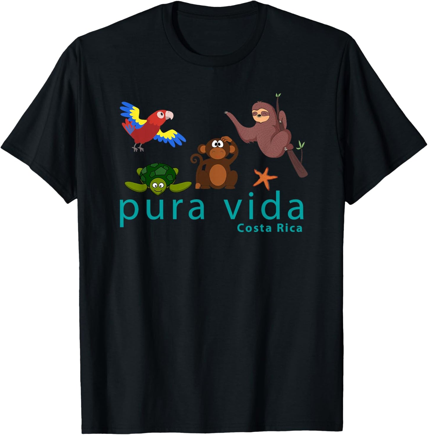Costa Rica Pura Vida Animals Shirt T-Shirt - T-Shirt | Black