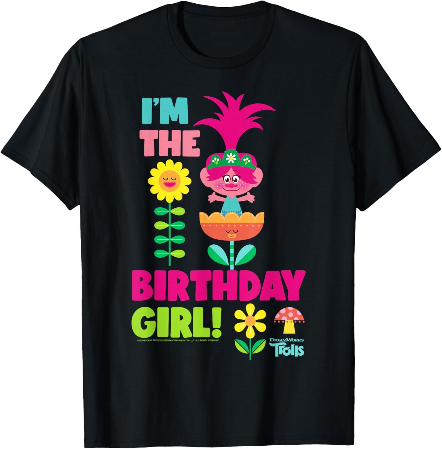 DreamWorks Trolls Poppy Birthday Girl T-Shirt - T-Shirt | Black