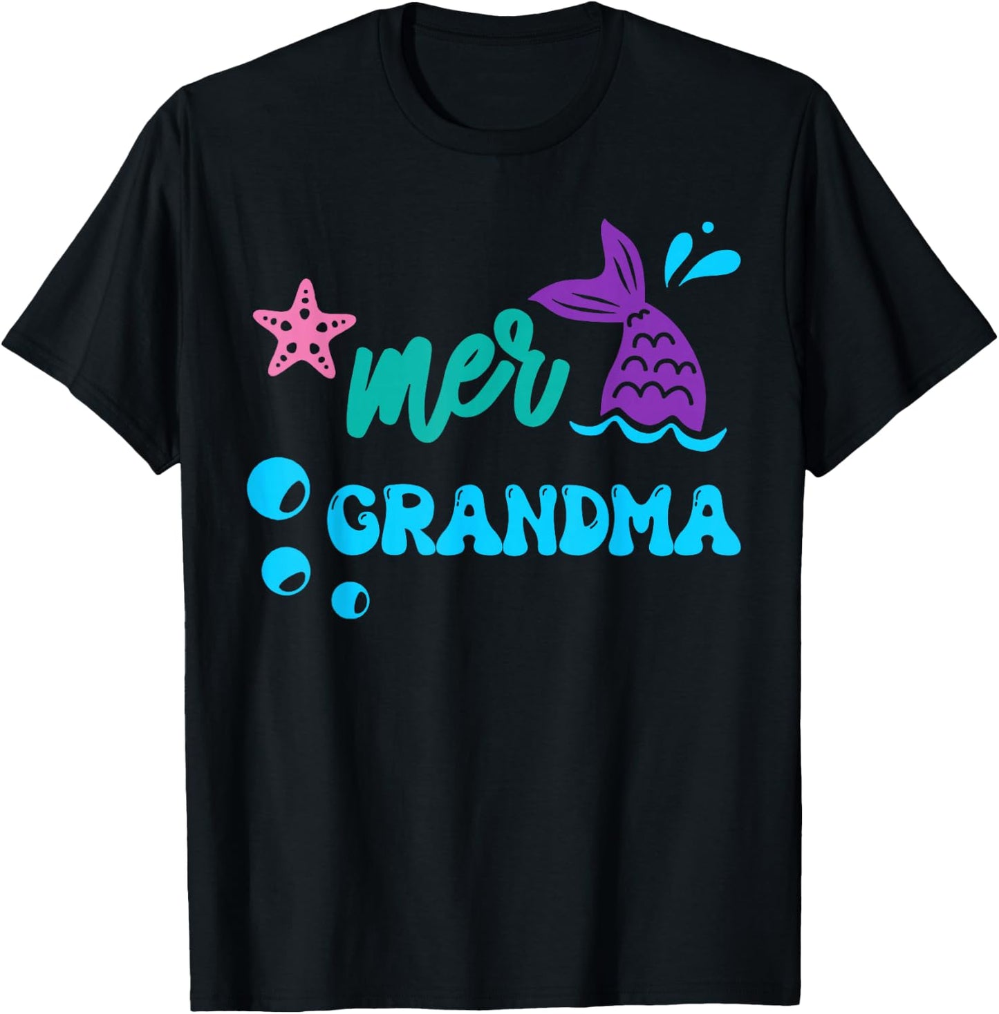 Mer Grandma Mermaid Shirt Matching Family Gifts T-Shirt - T-Shirt | Black