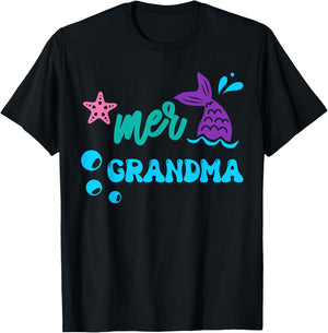 Mer Grandma Mermaid Shirt Matching Family Gifts T-Shirt - T-Shirt | Black
