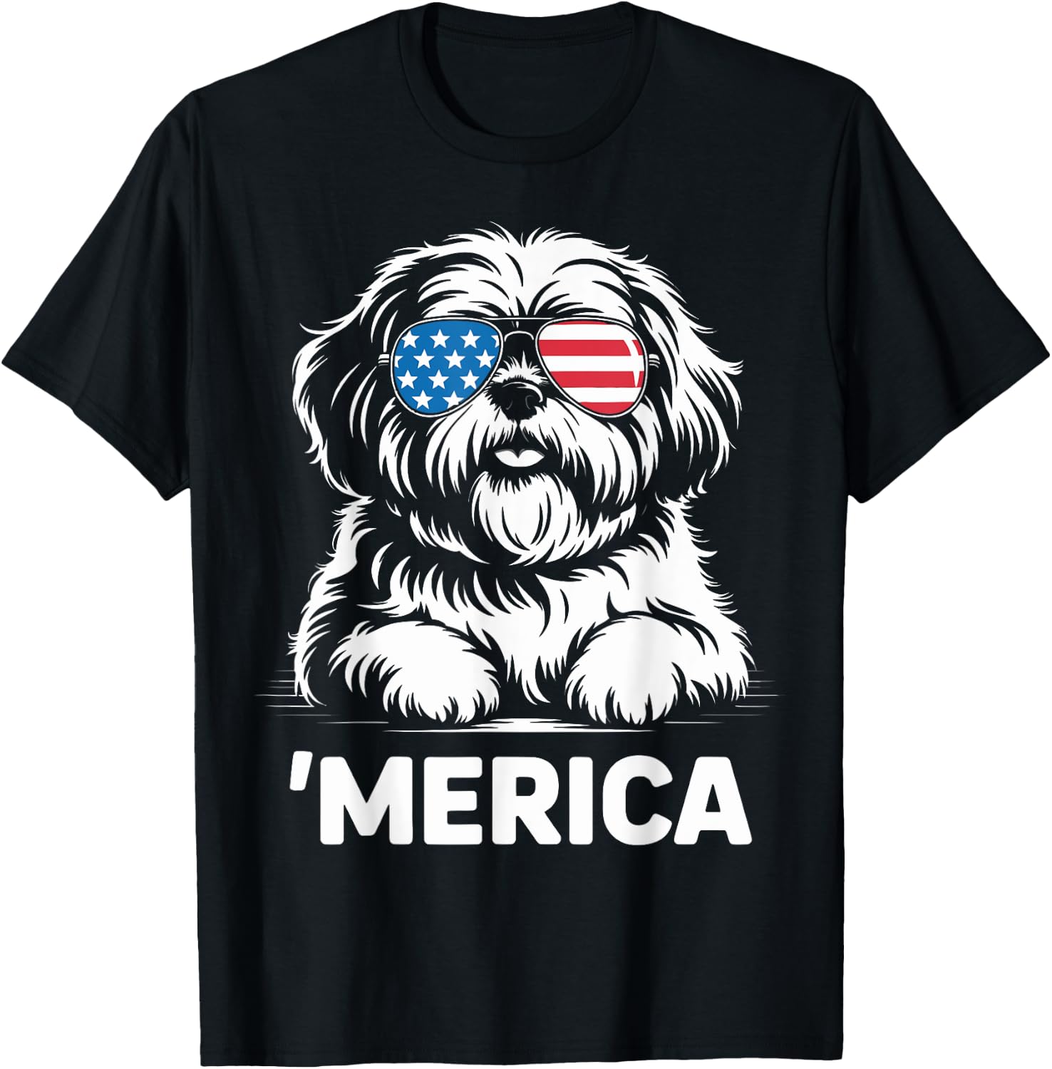 Shih Tzu 4th of July ‘Merica Patriotic T-Shirt - T-Shirt | Black