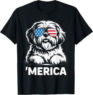Shih Tzu 4th of July ‘Merica Patriotic T-Shirt - T-Shirt | Black
