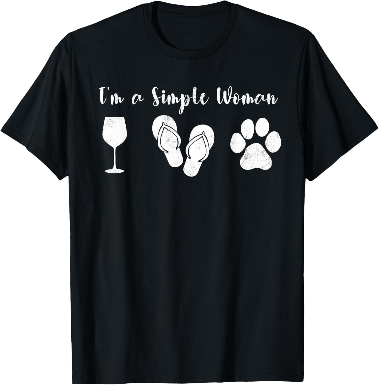 I'm Simple Woman Dogs & Wine Sun Lover Funny Dog Joke T-Shirt - T-Shirt | Black