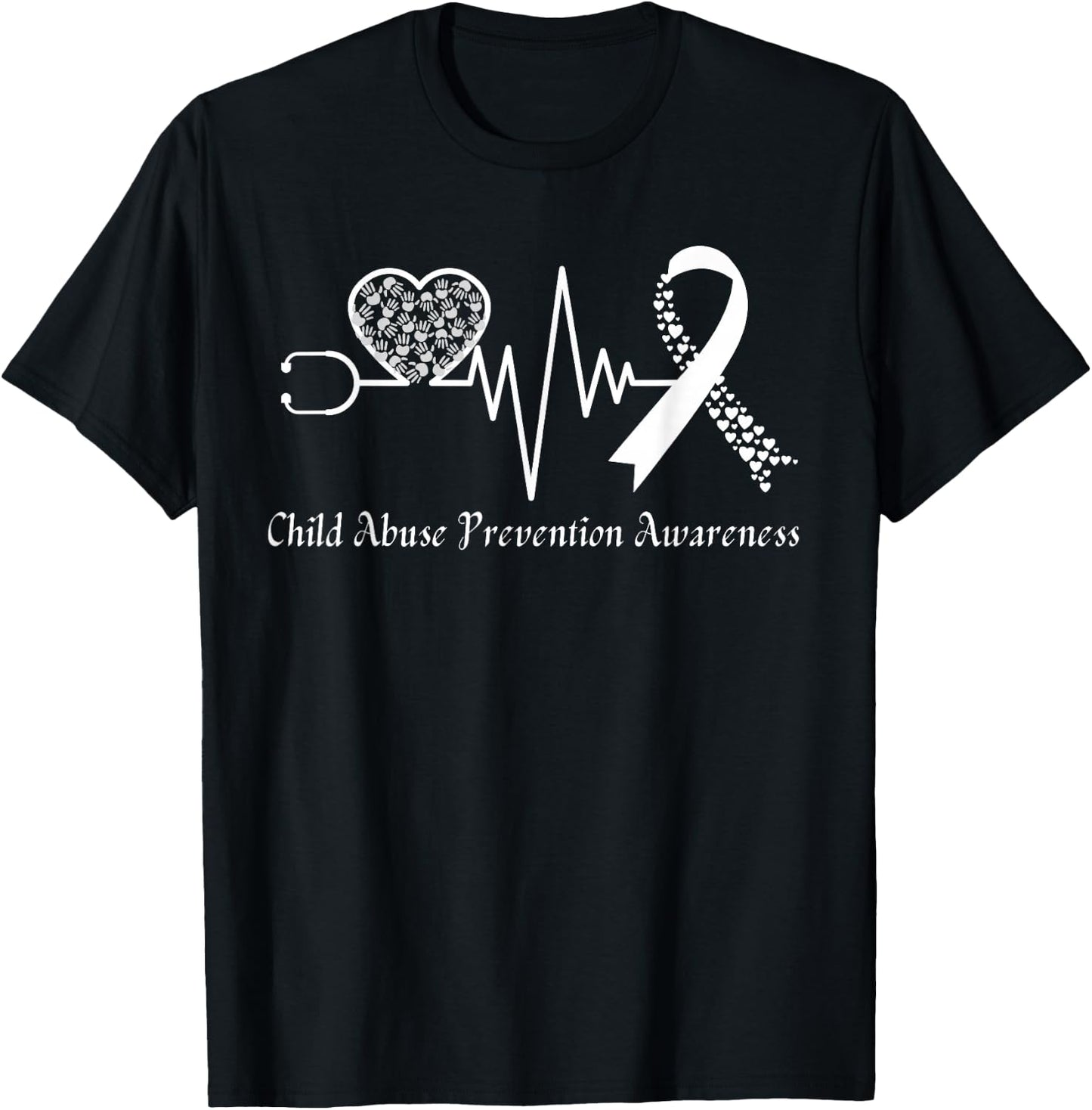 Child Abuse Prevention Awareness Month In April We Wear Blue T-Shirt - T-Shirt | Black