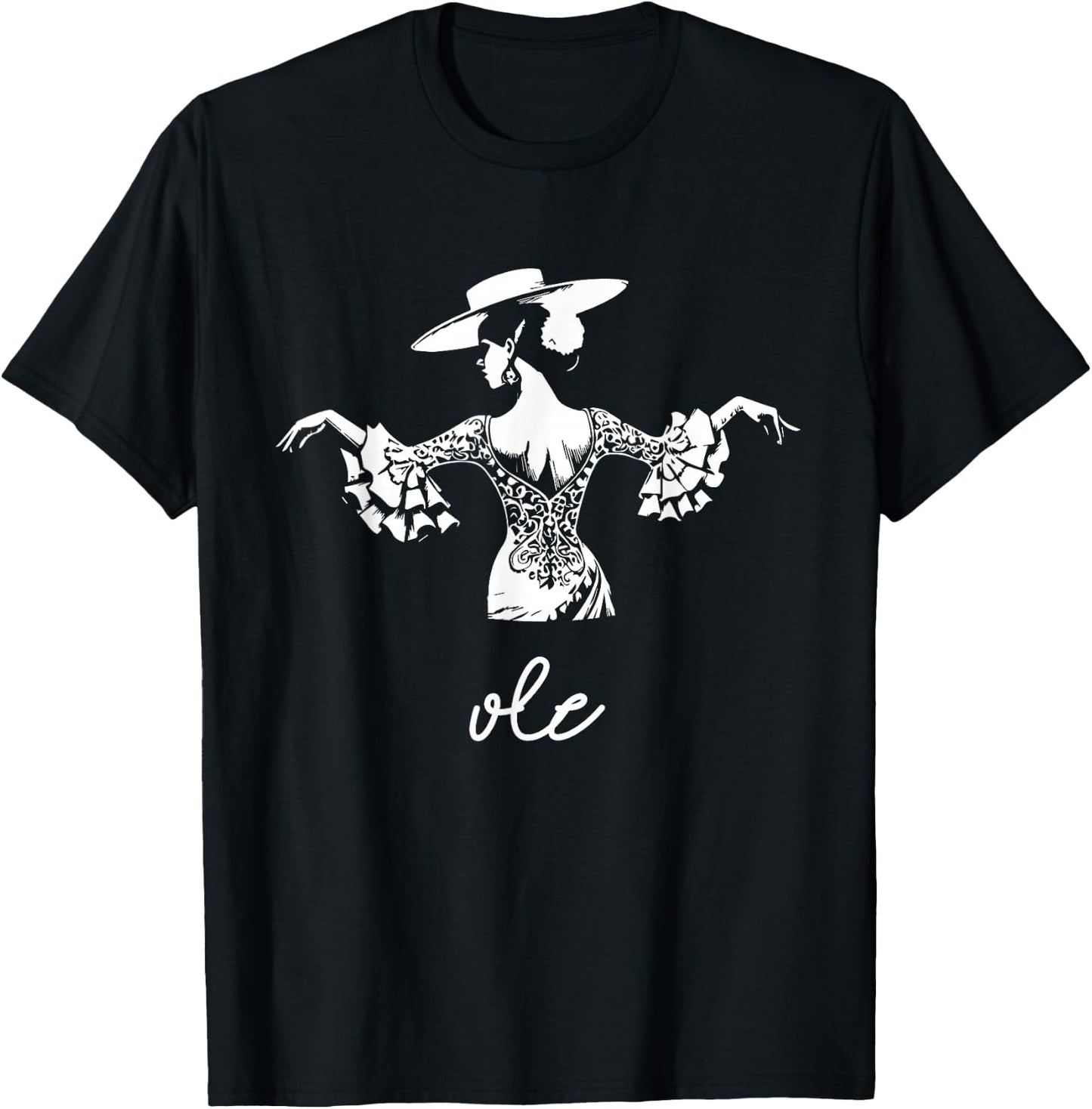 Femme flamenco espagnole , Black, S T-Shirt - T-Shirt | Black