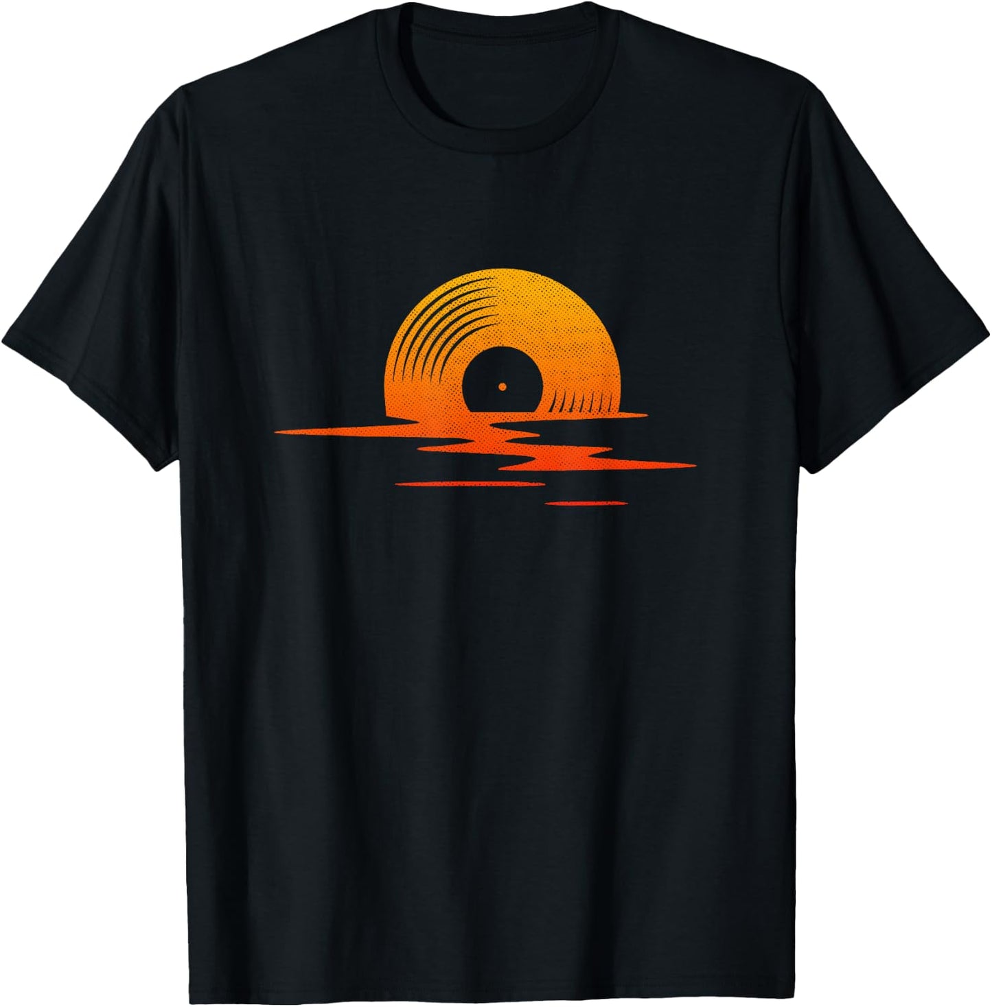 Vinyl Sunset Analog Record Player DJ Nerd Synthesizer T-Shirt - T-Shirt | Black