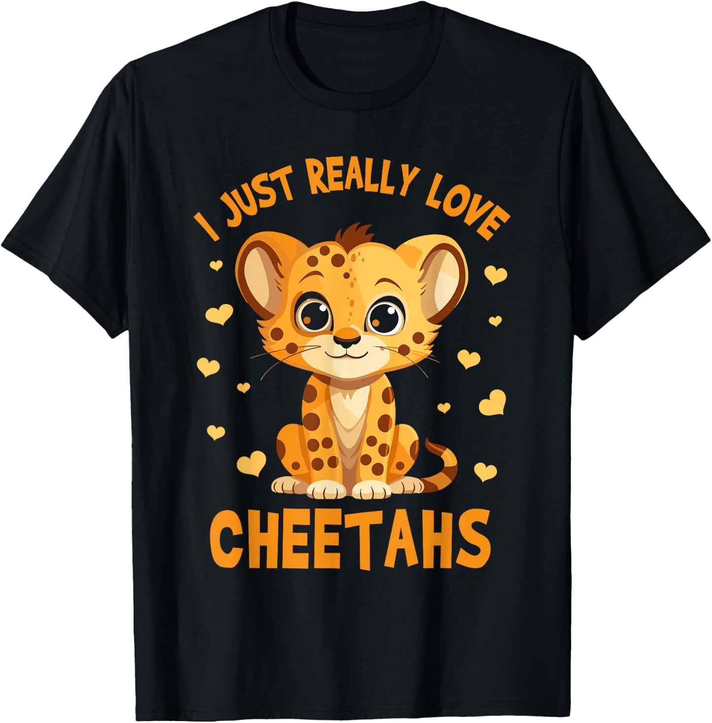 Kids Leopard Cheetah I Just Really Love Cheetahs T-Shirt - T-Shirt | Black