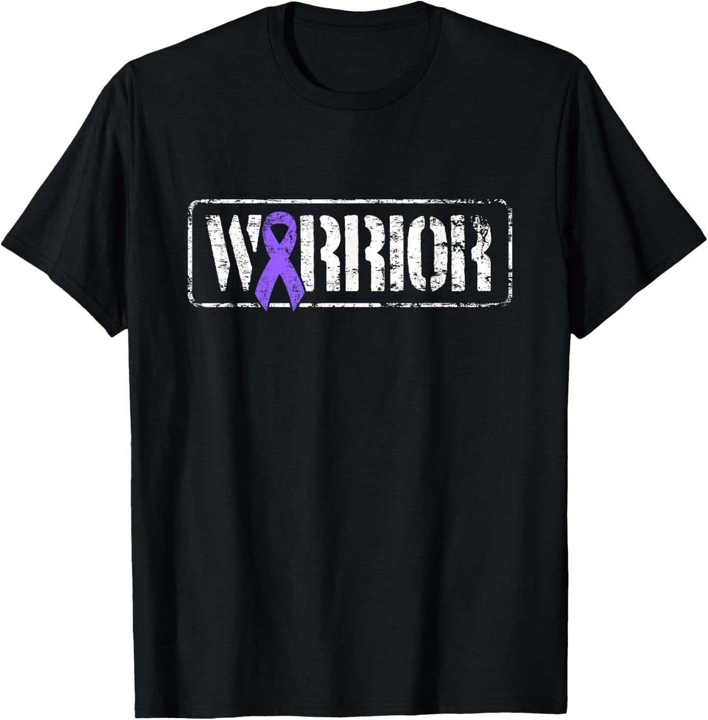 Hodgkins Lymphoma Warrior - Purple Military Style Ribbon T-Shirt - T-Shirt | Black