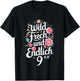 Children's 9th Birthday Wild Cheeky and Finally 9 Years Flowers , black T-Shirt - T-Shirt | Black