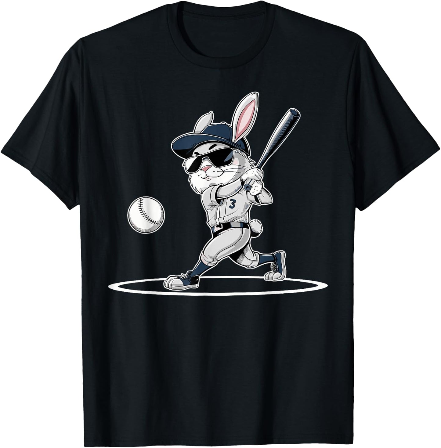Happy Easter Bunny Playing Baseball Easter Sport Boys Player T-Shirt - T-Shirt | Black