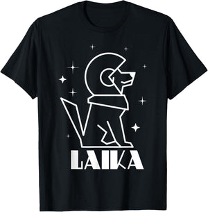Laika Dog Sputnik Space Dog Space Travel USSR T-Shirt - T-Shirt | Black