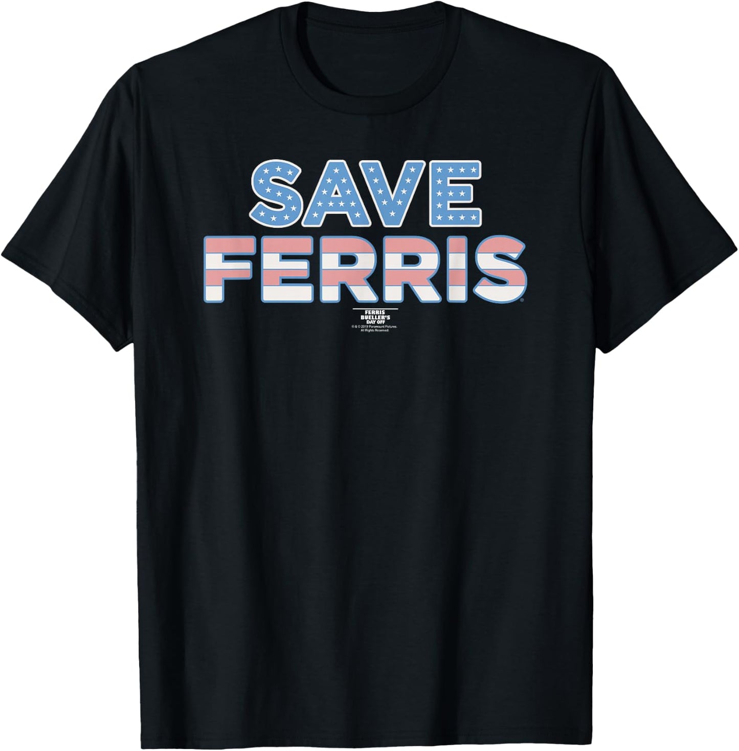 Ferris Bueller's Day Off Save Ferris American Flag Movie T-Shirt - T-Shirt | Black