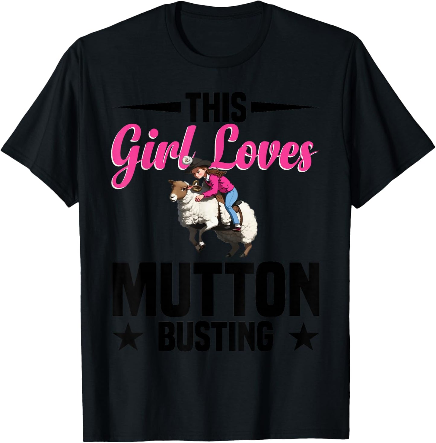 Mutton Busting Vest Rodeo for Girls Mutton Buster T-Shirt - T-Shirt | Black