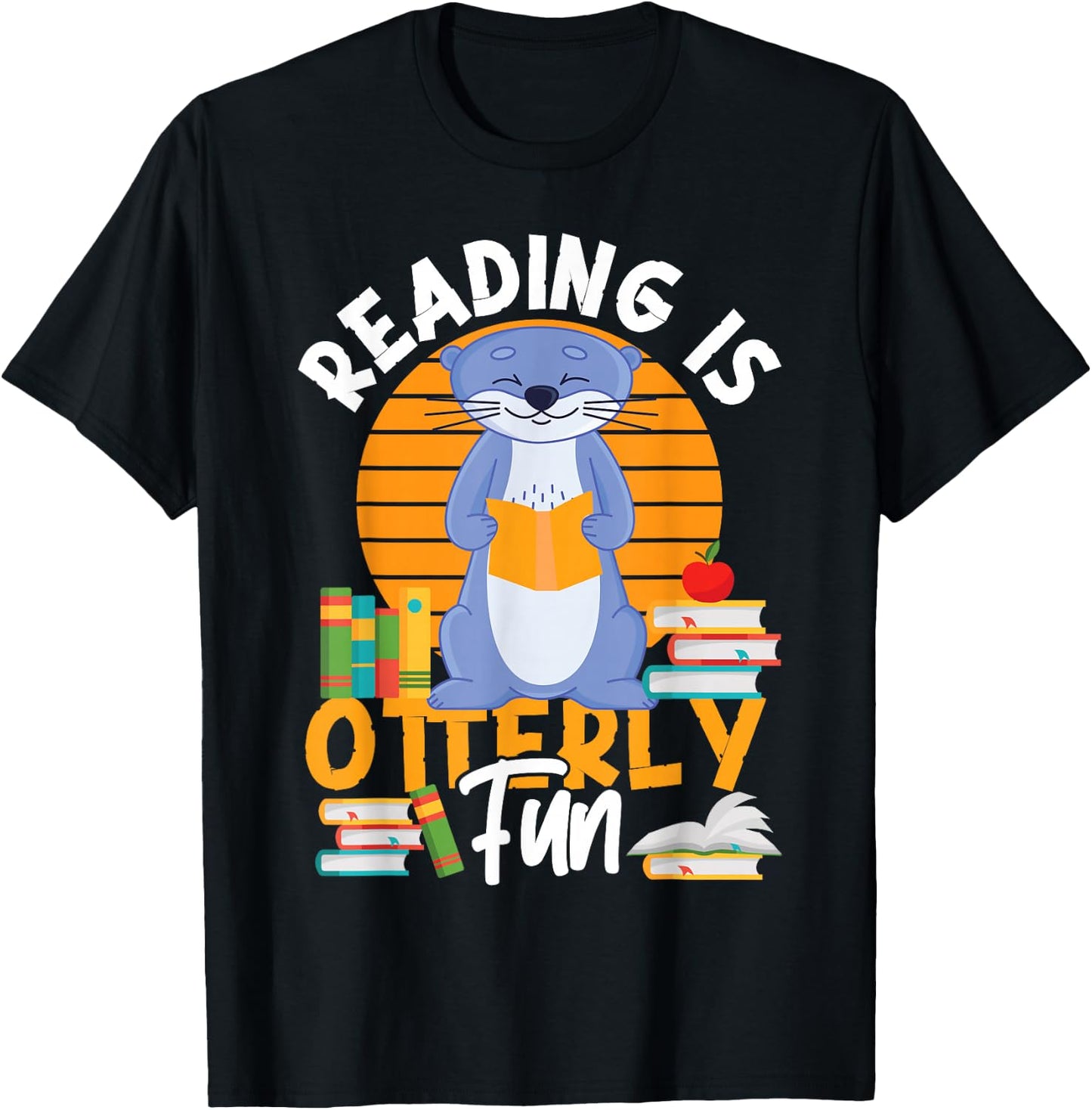 Otter Reading Teacher Literature Book Pun Reading Is Otterly T-Shirt - T-Shirt | Black
