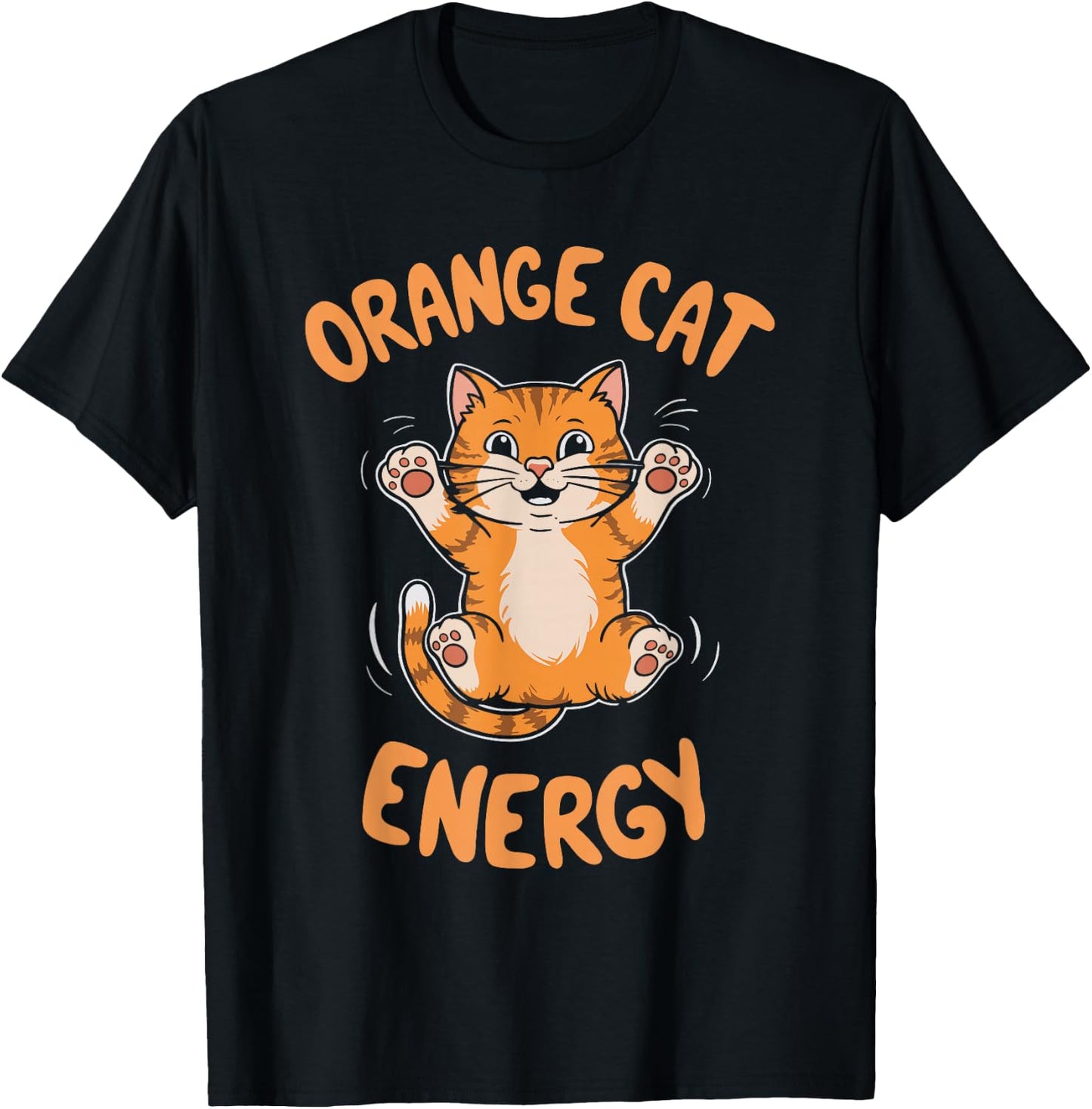 Orange Cat Energy Men Women Kids T-Shirt - T-Shirt | Black