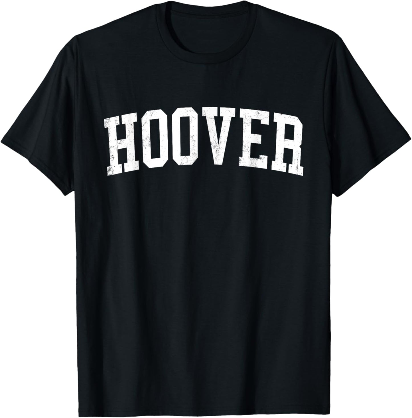Vintage Hoover AL Distressed White Varsity Style T-Shirt - T-Shirt | Black