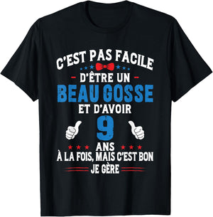 Beau Gosse Humour Original Birthday Gift Boy 9 Years , Black, S T-Shirt - T-Shirt | Black
