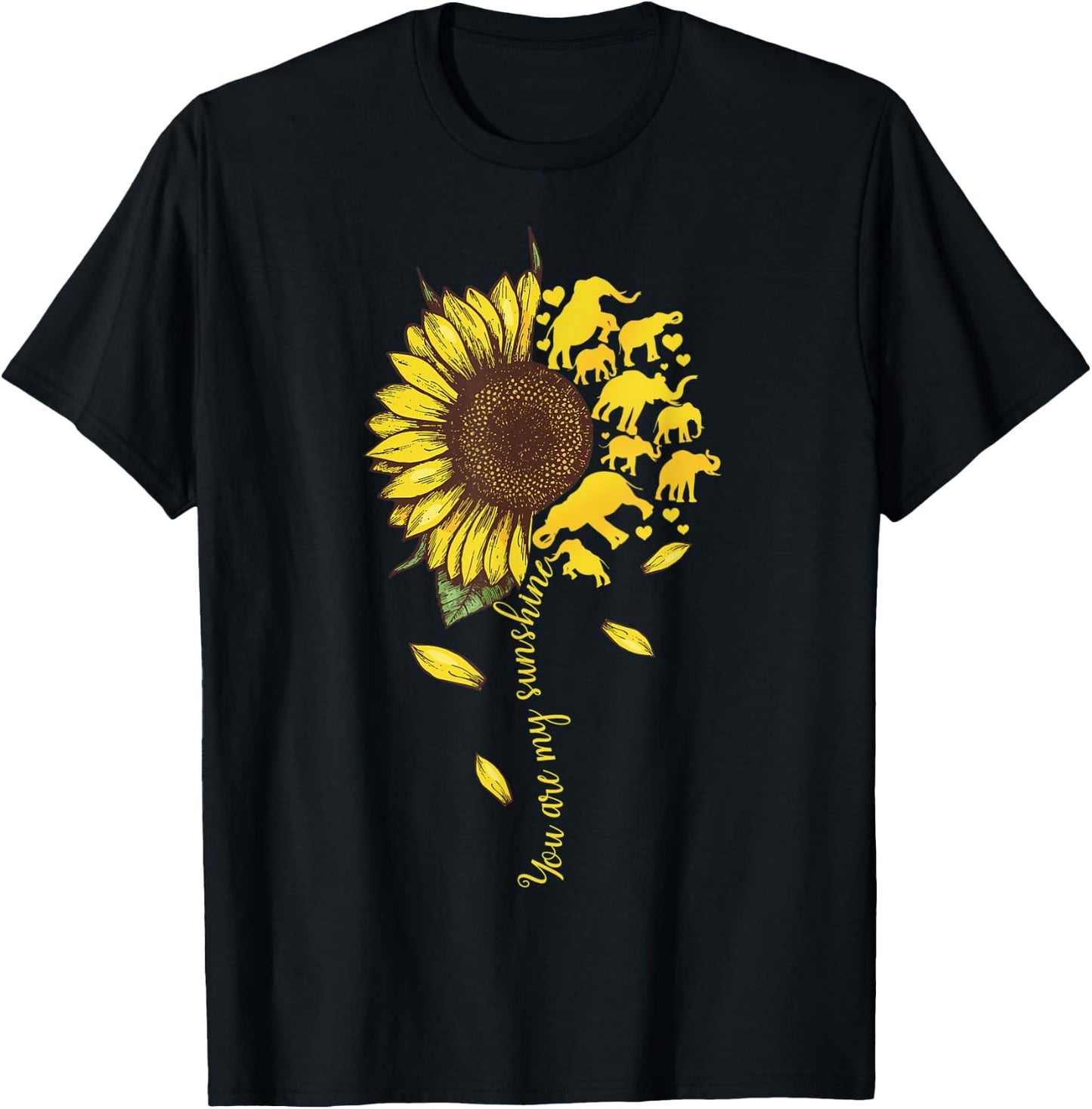 My Sunshine Elephant Sunflower Funny Gifts Men Women Girls T-Shirt - T-Shirt | Black
