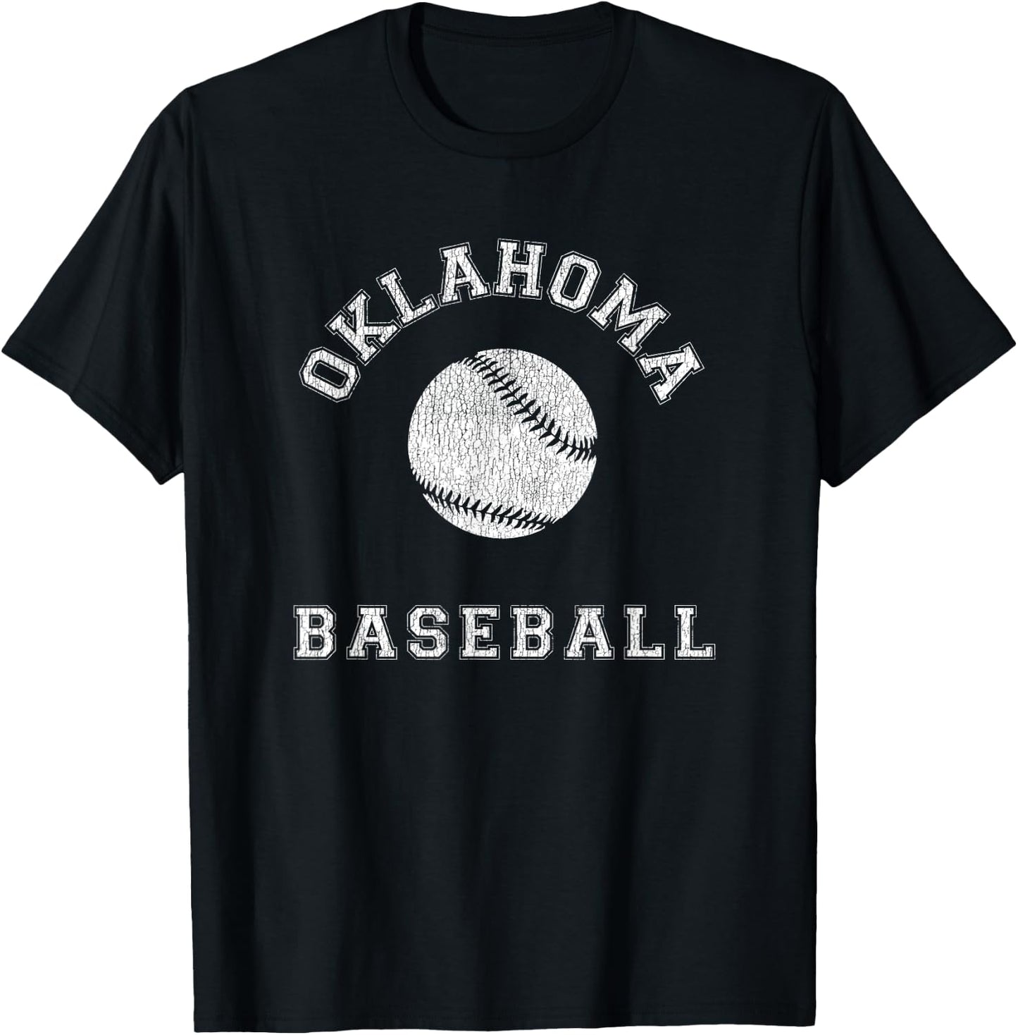 Oklahoma Baseball Distressed Retro Classic T-Shirt - T-Shirt | Black