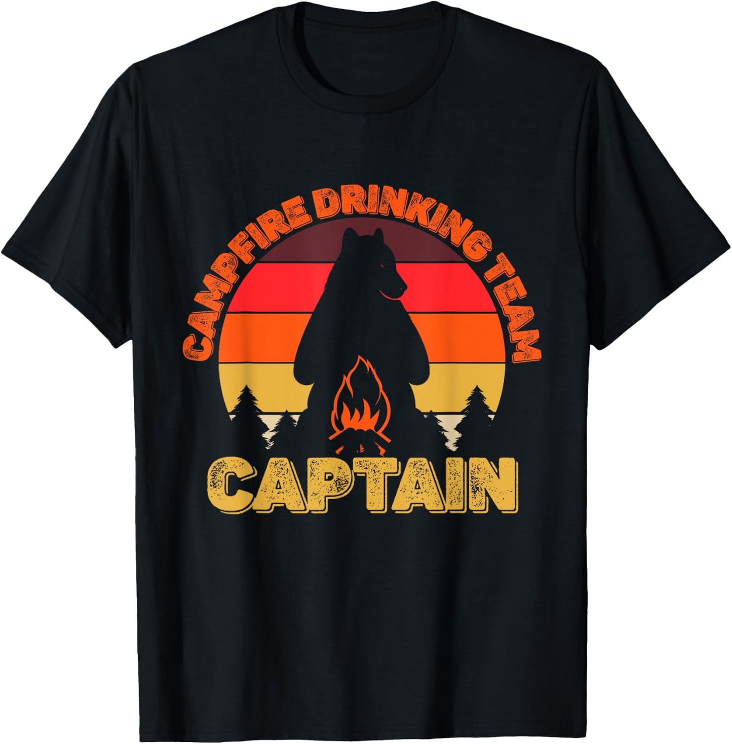 Campers Campfire Drinking Team Captain Camping Bears Funny T-Shirt - T-Shirt | Black