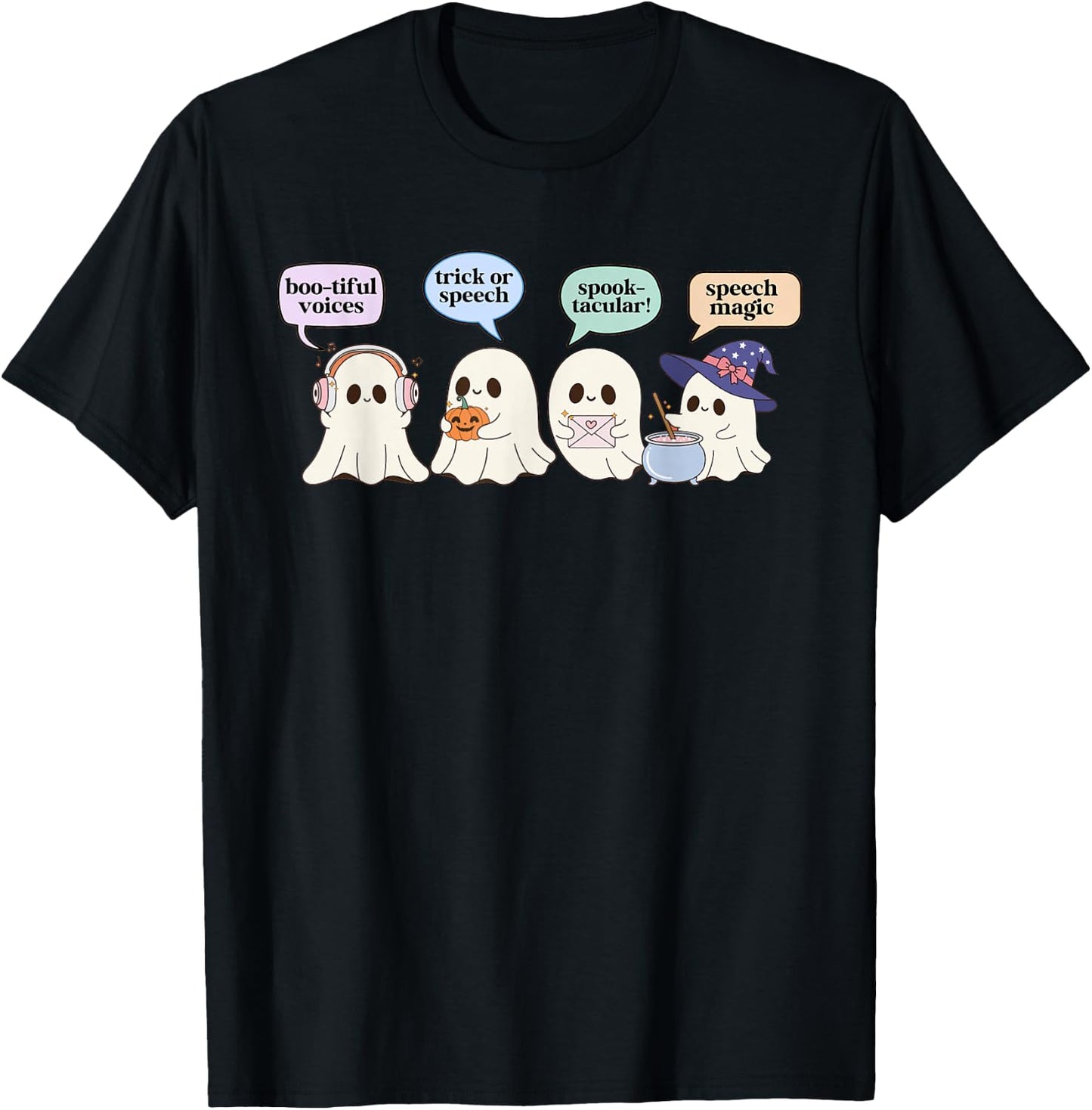 Halloween Speech Therapy SLP Ghost Speech Language Pathology T-Shirt - T-Shirt | Black