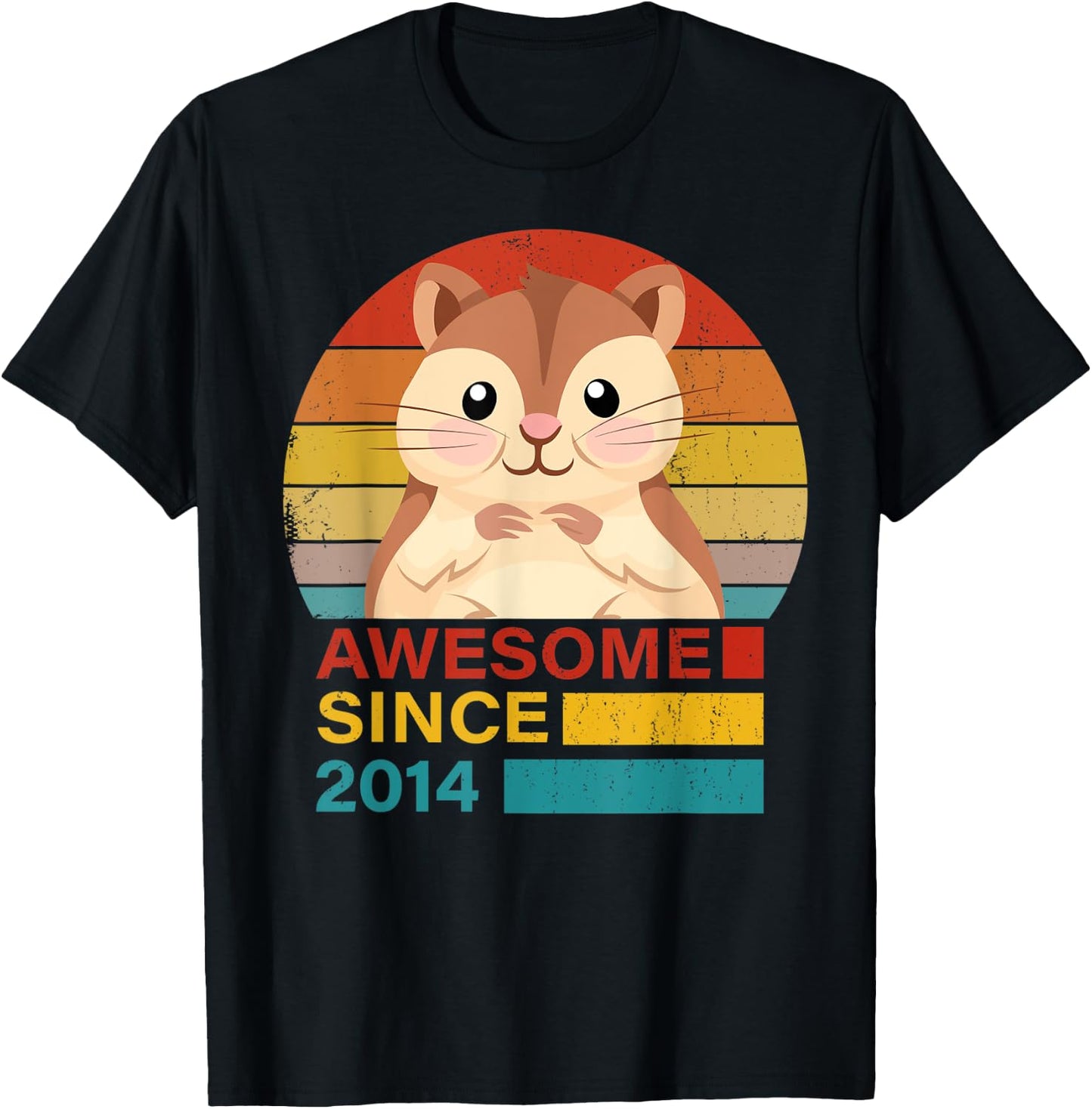 Hamster 2014 Birthday Funny Vintage Hamster Retro Sunset Dad T-Shirt - T-Shirt | Black