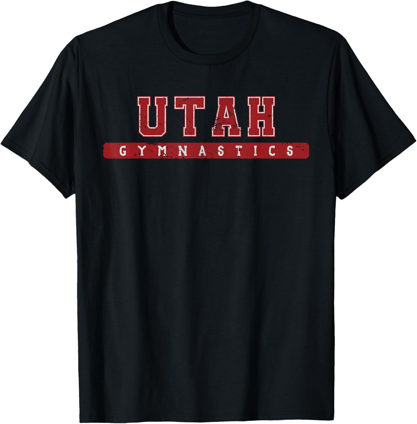 Utah Gymnastics Red Vintage Text T-Shirt - T-Shirt | Black