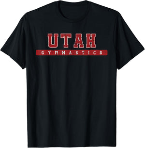 Utah Gymnastics Red Vintage Text T-Shirt - T-Shirt | Black