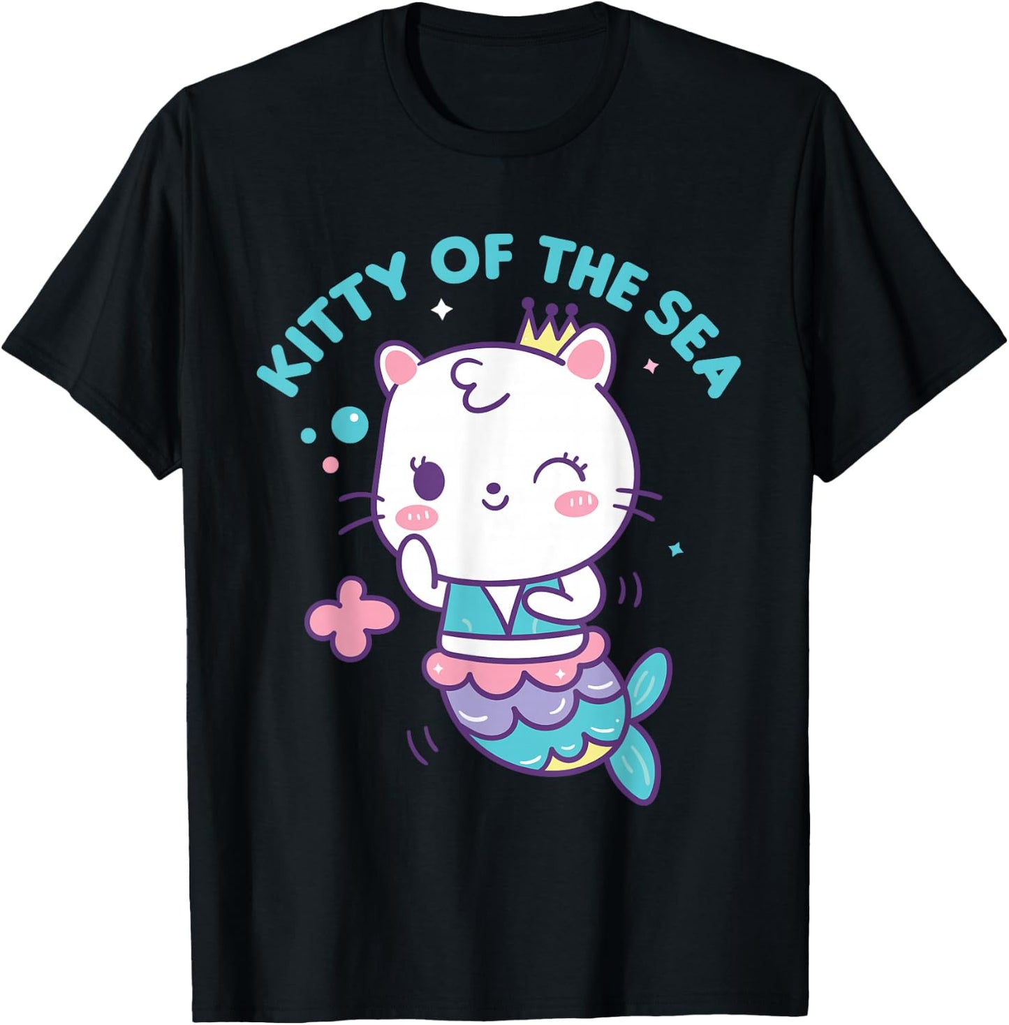 Mercat Kitty Of The Sea Mermaid Cat T-Shirt - T-Shirt | Black