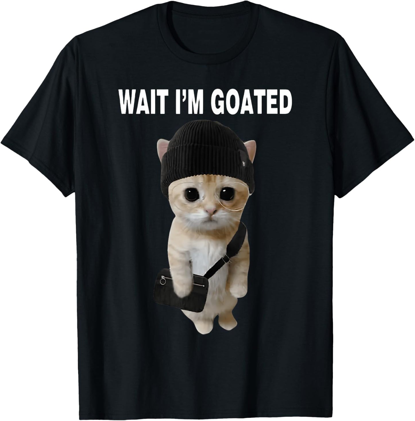 Wait I'm Goated Cat T-Shirt - T-Shirt | Black