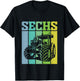 Children's Birthday Party 6 Years 6th Birthday Tractor , black T-Shirt - T-Shirt | Black