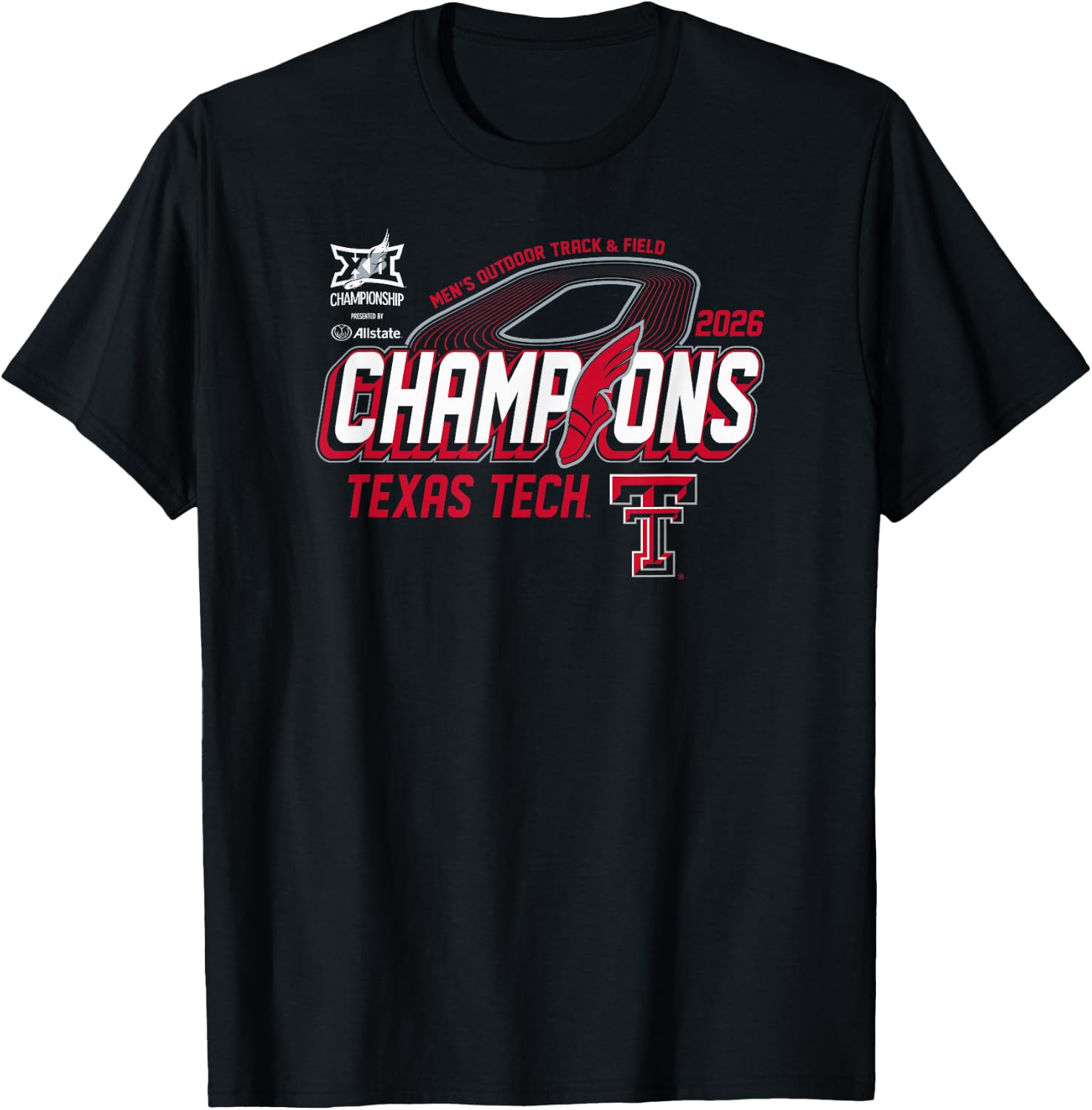 Texas Tech Red Raiders Big 12 Champs 26 Outdoor Track&Field T-Shirt - T-Shirt | Black
