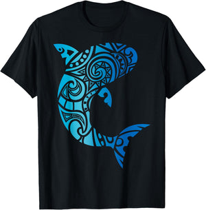 Tribal Style Hawaii Mano Shark Lover Week Beach Gift T-Shirt - T-Shirt | Black