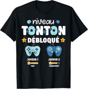 Unlocked Tonton Level Announcement Pregnancy Tonton Geek , Black, S T-Shirt - T-Shirt | Black