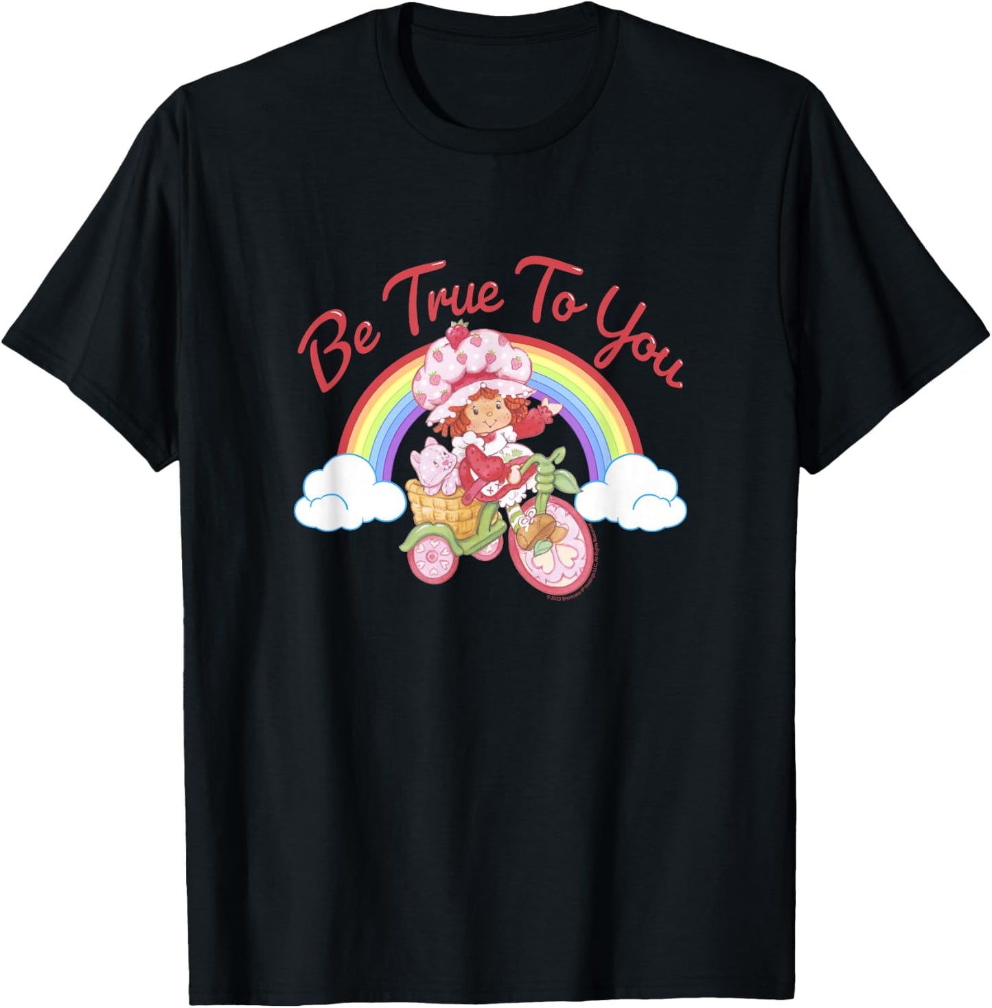 Strawberry Shortcake Be True to You Vintage Rainbow Bike T-Shirt - T-Shirt | Black