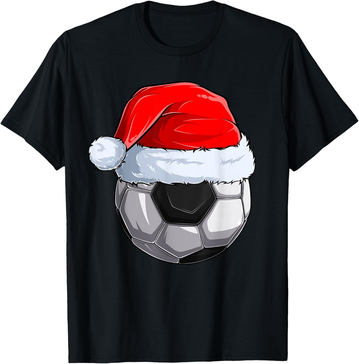 Soccer Ball Santa Hat Christmas Pajama Cool Sport X-Mas T-Shirt - T-Shirt | Black