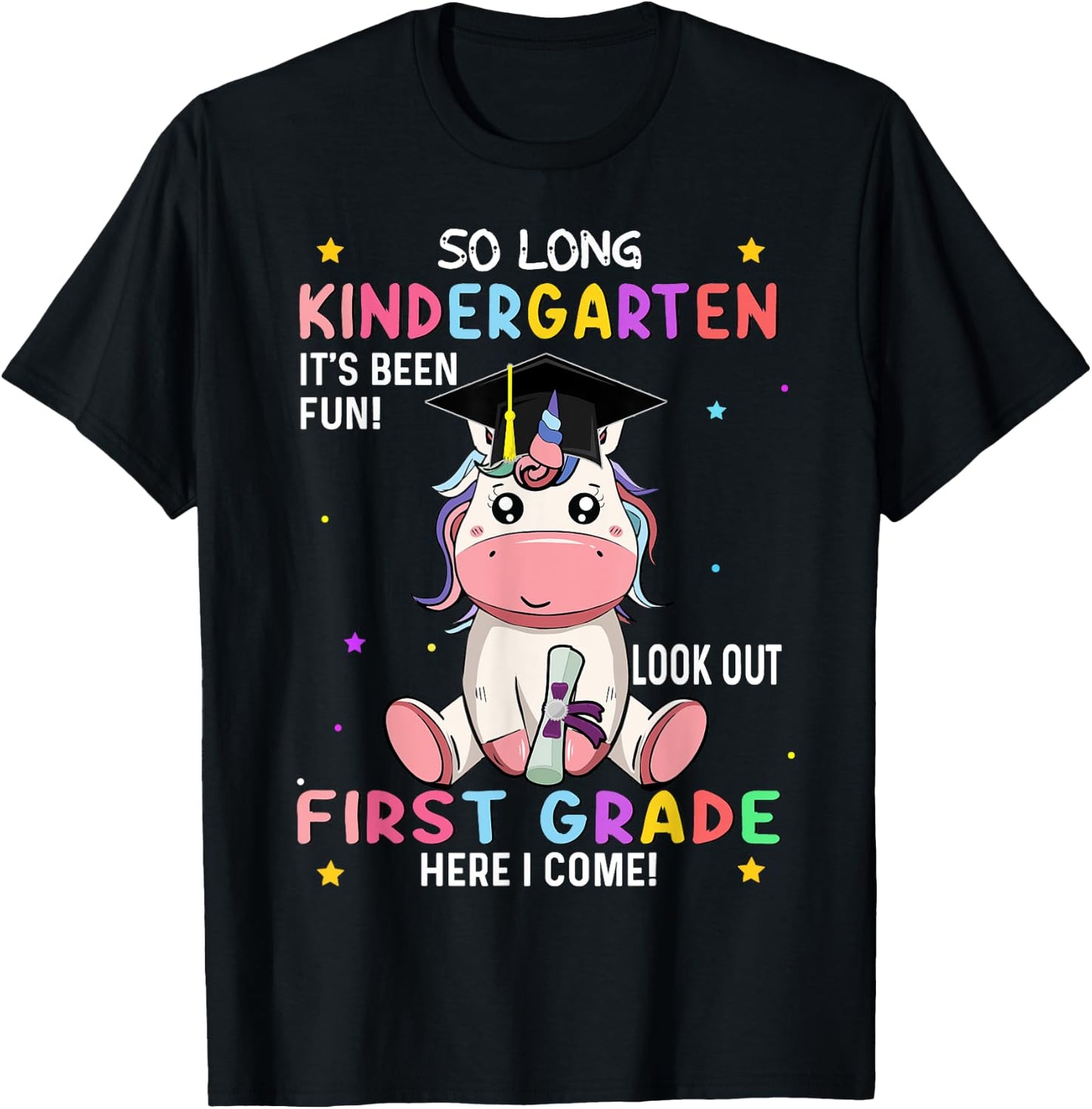 So Long Kindergarten graduation class 2025 unicorn girls T-Shirt - T-Shirt | Black