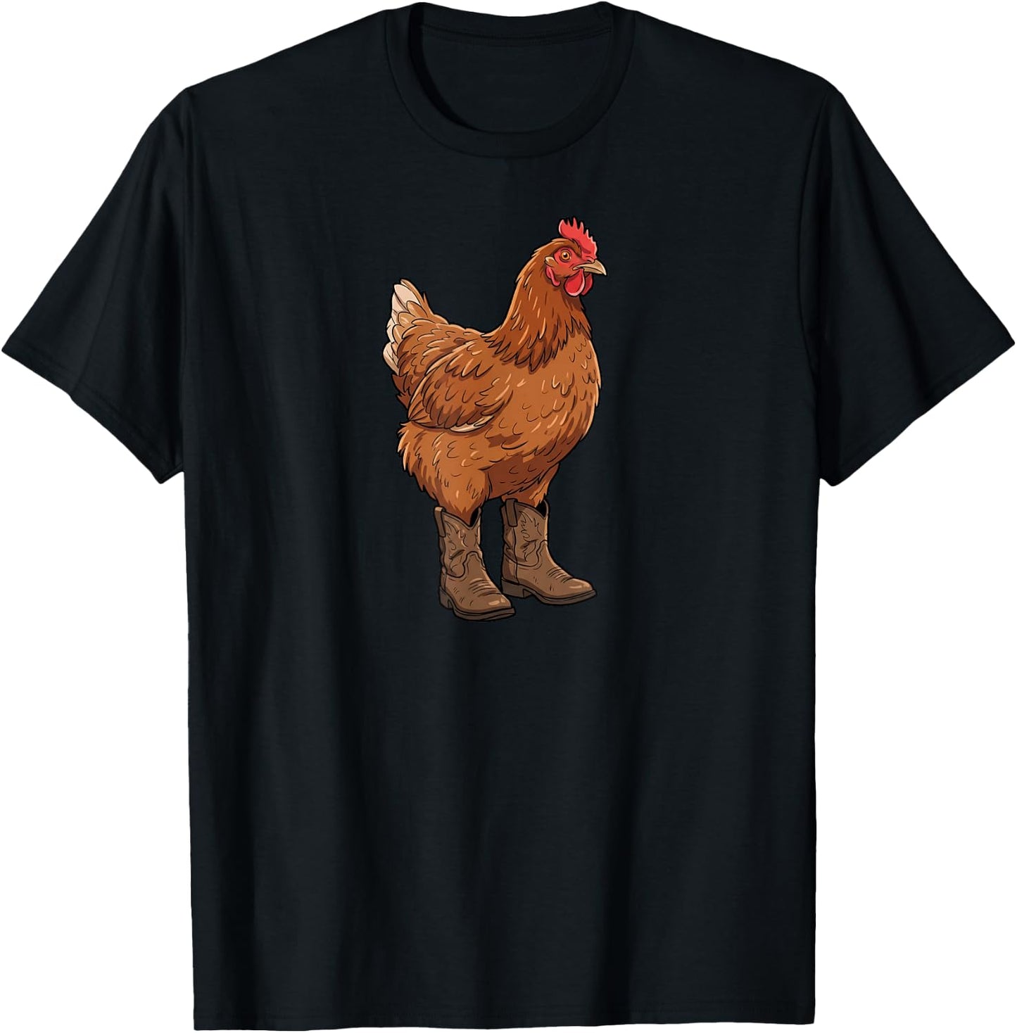 Chicken in Cowboy Boots, Funny T-Shirt - T-Shirt | Black