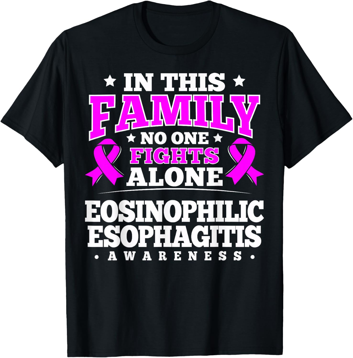 Eosinophilic Esophagitis Awareness Gift Magenta Ribbon T-Shirt - T-Shirt | Black