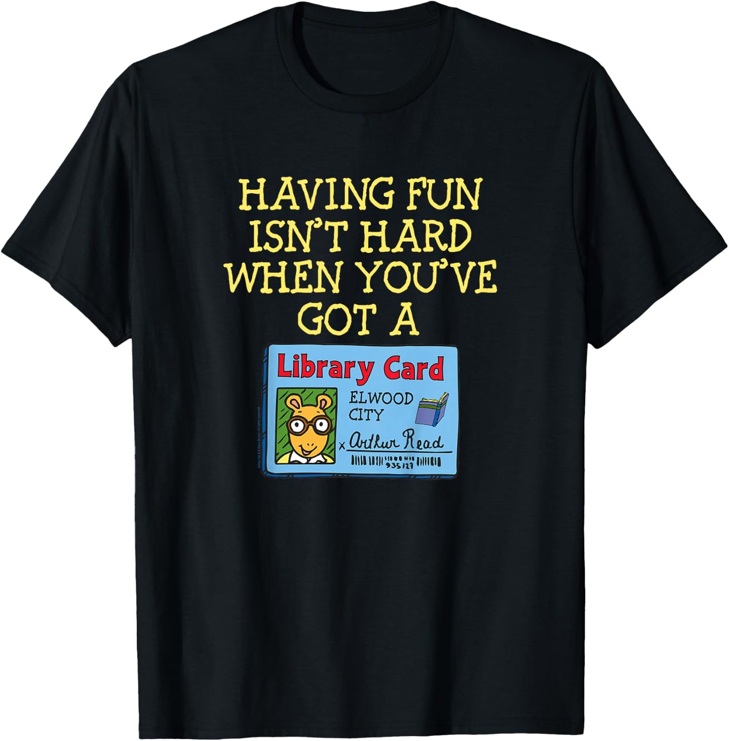 Kids Arthur Having Fun with a Library Card Cartoon T-Shirt - T-Shirt | Black